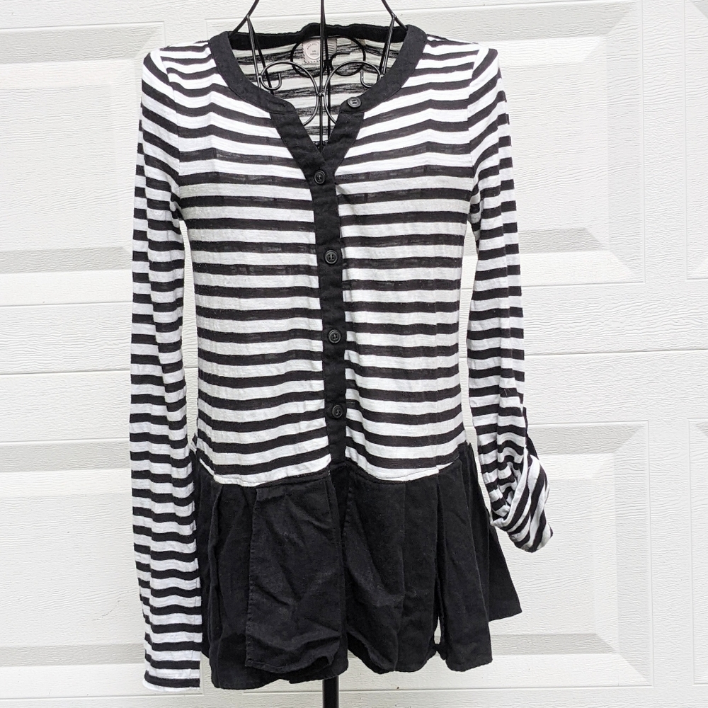 Postmark by Anthropologie Stripe Peplum Long sleeve Top XS